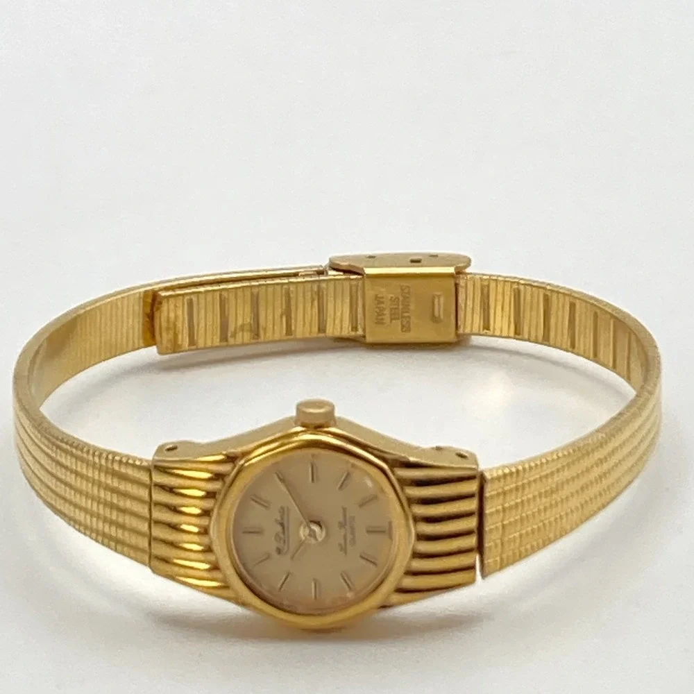 Vtg Dufonte Lucien Piccard Women's Watch 17mm Gold Tone Adjustable New Battery